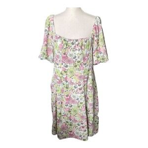 BCBGeneration‎ Floral Dress Cottagecore Square Neck Flutter Sleeve Midi Dress 12